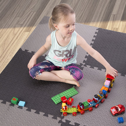 Puzzle Mat for Gym Equipment, Light Gray, 9 Pieces