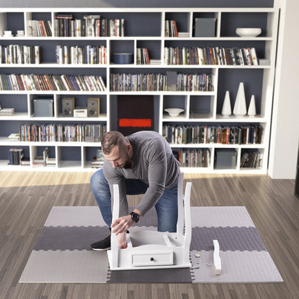 Puzzle Mat for Gym Equipment, Light Gray, 9 Pieces