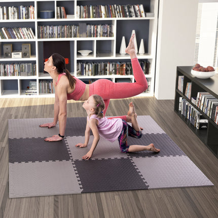 Puzzle Mat for Gym Equipment, Light Gray, 9 Pieces
