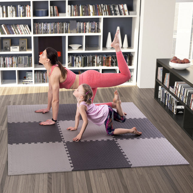 Puzzle Mat for Gym Equipment, Light Gray, 9 Pieces