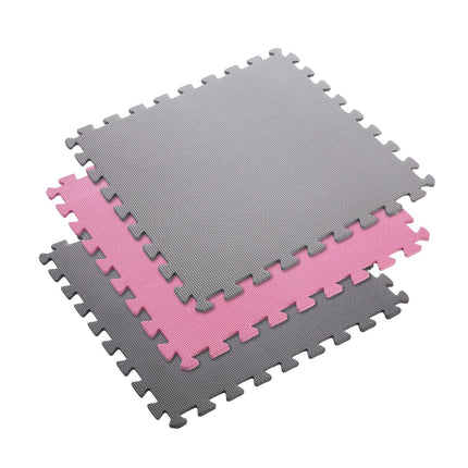 Puzzle Protective Mat, 60x60x1cm, 9-Piece Set, Gray/Pink