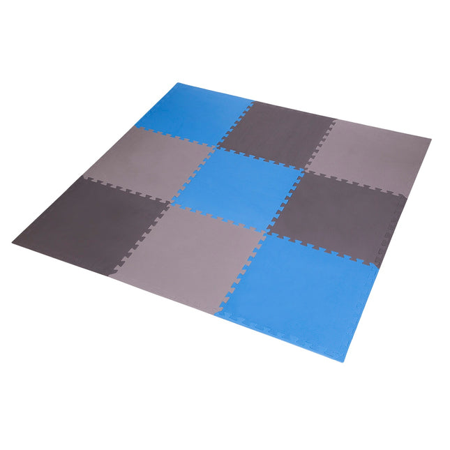 Puzzle Protective Mat Set, 60x60x1cm, 9 Pcs, Gray-Blue