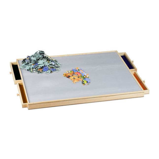 Puzzle board with 4 drawers