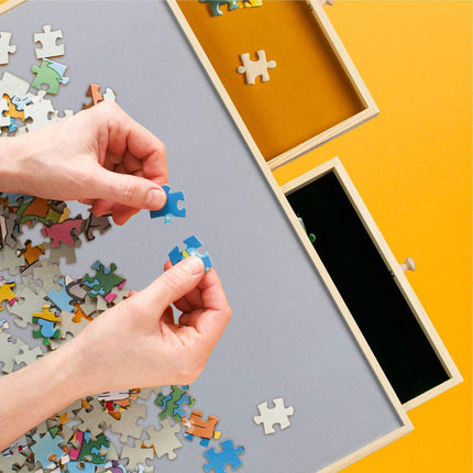 Puzzle board with 4 drawers