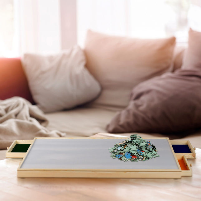 Puzzle board with 4 drawers