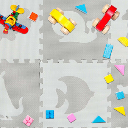 Puzzle mat with animal motifs