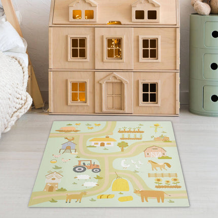 Puzzle mat with farmhouse