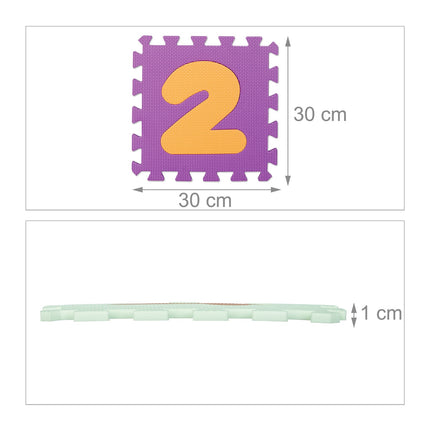 Puzzle mat with numbers and border