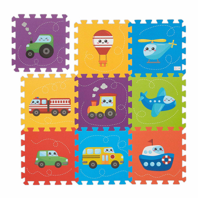 Puzzle mat with vehicles