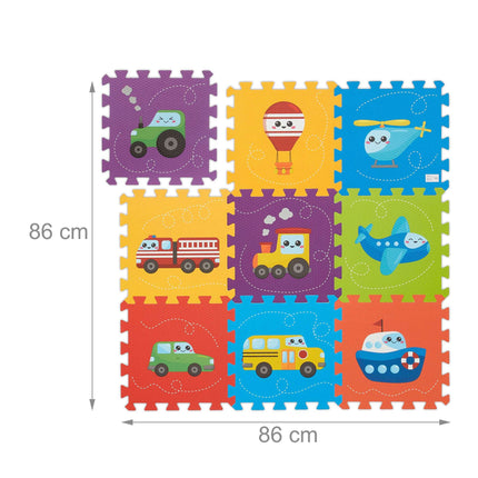 Puzzle mat with vehicles
