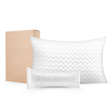 Queen Bed Pillow, Adjustable Memory Foam Fill, Fiber Case