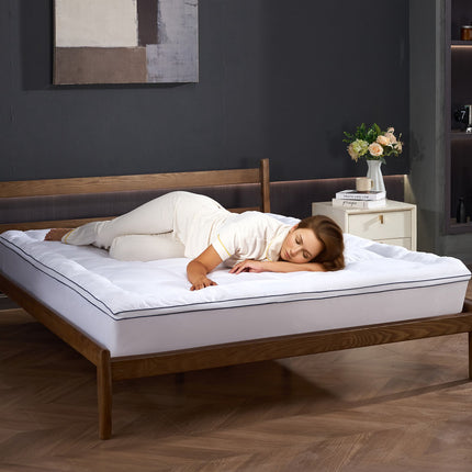 Queen Mattress Topper, Fiber Fill, 60 x 80 in, 1 in Thick, Washable