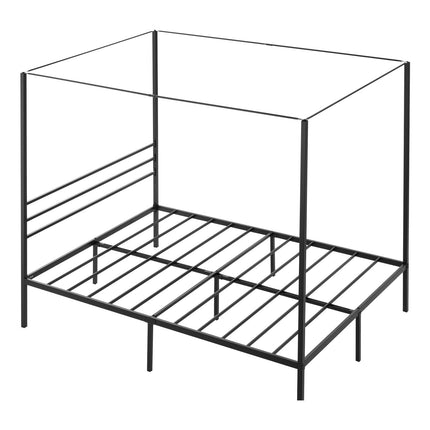 Queen Metal Canopy Bed Frame, 4-Post, Underbed Storage