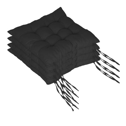 Quilted Chair Cushions with Ties, 4-Pack