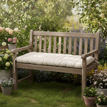 Quilted Garden Bench Cushion with Ties, Thick Padding