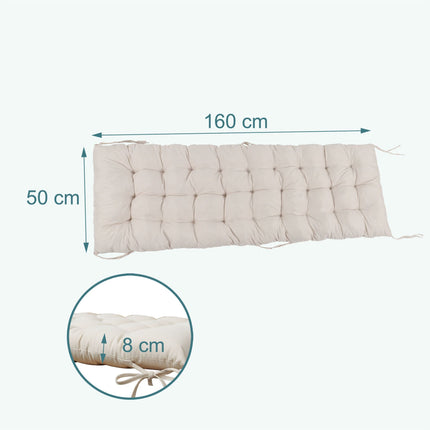Quilted Garden Bench Cushion with Ties, Thick Padding