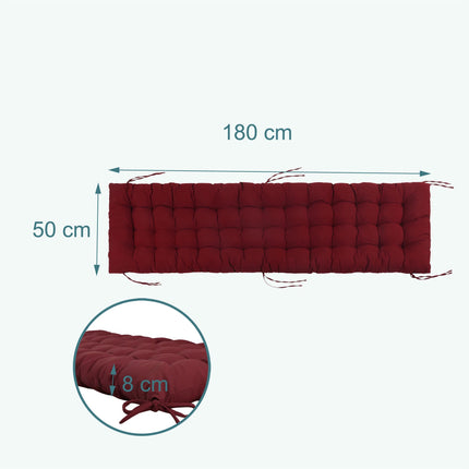 Quilted Garden Bench Cushion with Ties, Thick Padding