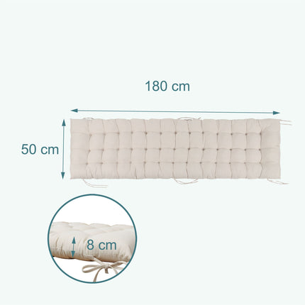 Quilted Garden Bench Cushion with Ties, Thick Padding