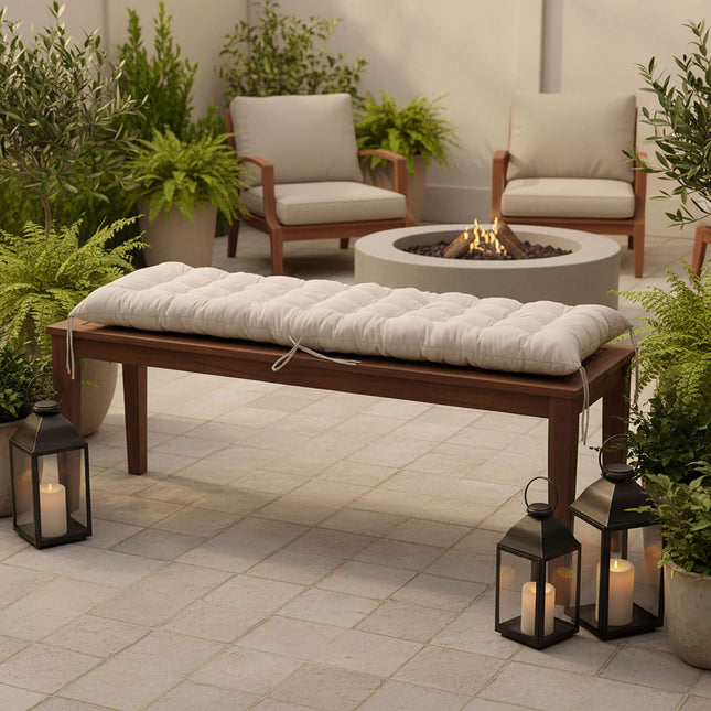 Quilted Garden Bench Cushion with Ties, Thick Padding