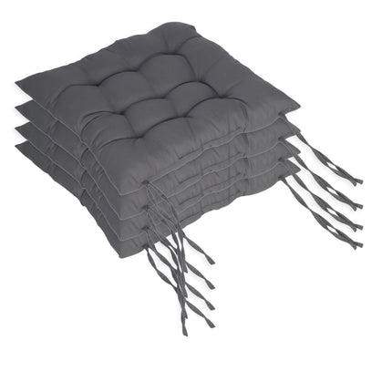 Quilted Square Chair Cushions with Ties, 4-Pack
