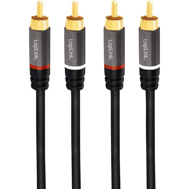 RCA Audio Cable, 2x RCA Male to 2x RCA Male, 0.5m, Gold-Plated
