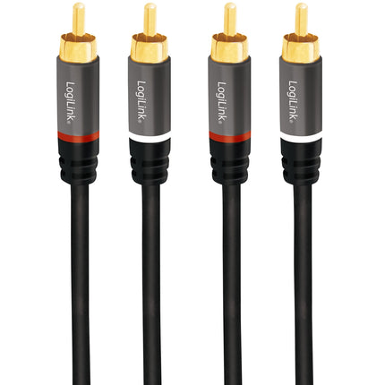 RCA Audio Cable, 2x RCA Male to 2x RCA Male, 1.5m, Gold-Plated
