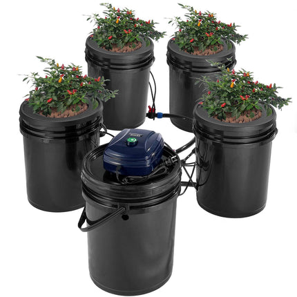 RDWC Hydroponic System, 4 Buckets, 20L, Top Drip