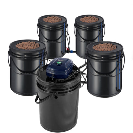 RDWC Hydroponic System, 4 Buckets, 20L, Top Drip