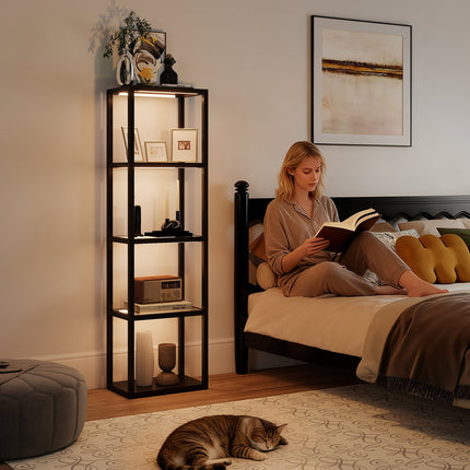 RGB Floor Lamp with Glass Shelves, LED, Remote, Music Sync