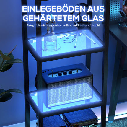 RGB Floor Lamp with Glass Shelves, LED, Remote, Music Sync