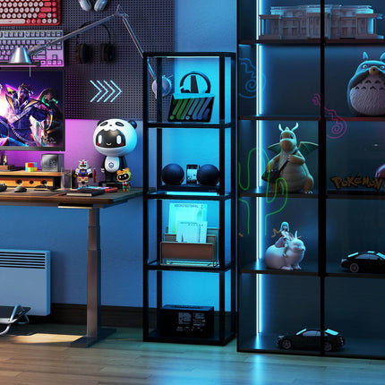 RGB Floor Lamp with Glass Shelves, LED, Remote, Music Sync