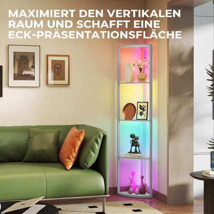 RGB LED Floor Lamp with Shelves, Dimmable, Remote Control