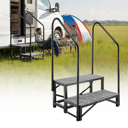 RV Steps, 2-Step with Dual Handrails, 660 lb, Non-Slip