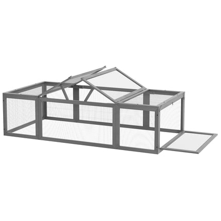 Konijnenhok Konijnenhok van dennenhout Wintervaste konijnenkooi met klapdak 180 x 90 x 48 cm Konijnenhok buiten Kleindierenhok voor kleine dieren Konijnen Cavia's Grijs Aosoom