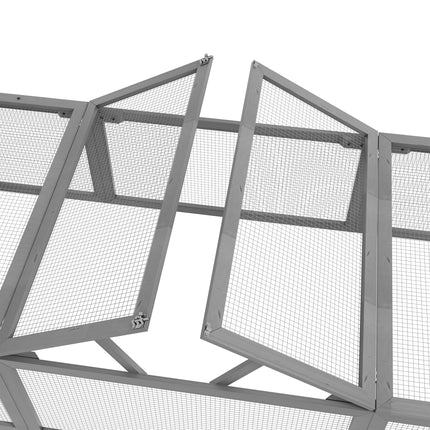 Konijnenhok Konijnenhok van dennenhout Wintervaste konijnenkooi met klapdak 180 x 90 x 48 cm Konijnenhok buiten Kleindierenhok voor kleine dieren Konijnen Cavia's Grijs Aosoom