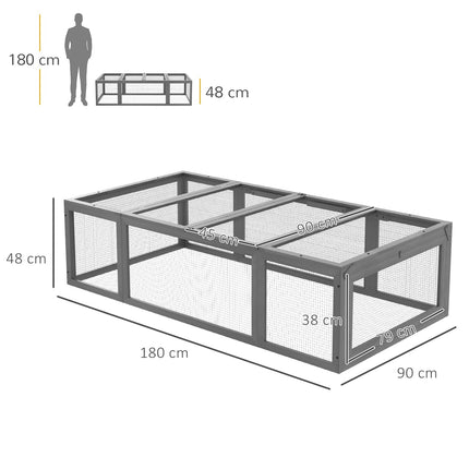 Konijnenhok Konijnenhok van dennenhout Wintervaste konijnenkooi met klapdak 180 x 90 x 48 cm Konijnenhok buiten Kleindierenhok voor kleine dieren Konijnen Cavia's Grijs Aosoom