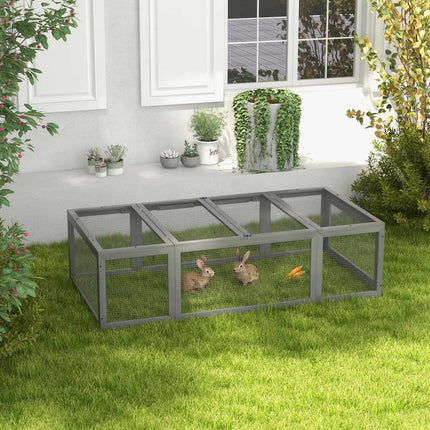 Konijnenhok Konijnenhok van dennenhout Wintervaste konijnenkooi met klapdak 180 x 90 x 48 cm Konijnenhok buiten Kleindierenhok voor kleine dieren Konijnen Cavia's Grijs Aosoom