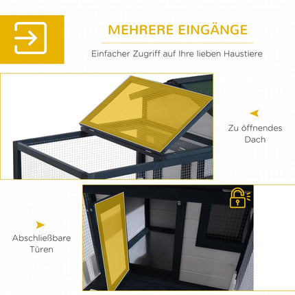 Small animal cage with outdoor enclosure, 151x78x84.5 cm
