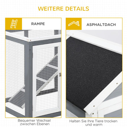 Small animal shelter with removable tray and ramp, 122x62x92cm