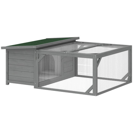Rabbit Hutch with Bitumen Roof, Run, Doors, 125.5x100x49 cm