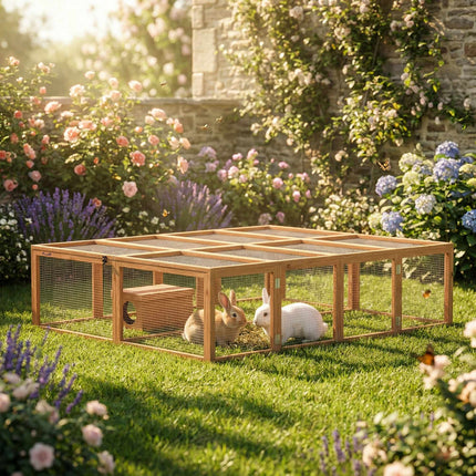 Rabbit Hutch with Large Run, Modular Design, Wood