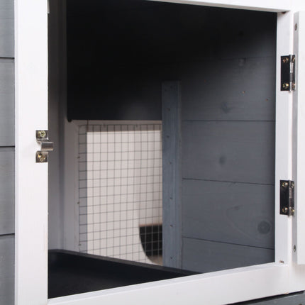 Rabbit Hutch with Run, 2 Levels, Wood, 157x53x93 cm