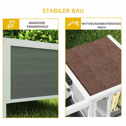 Rabbit Hutch with Run, Ramp, 3 Doors, Pull-Out Tray, 105x57.5x51.5 cm