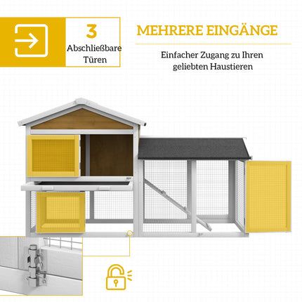 Rabbit Hutch with Weatherproof Roof, 147x54x84 cm