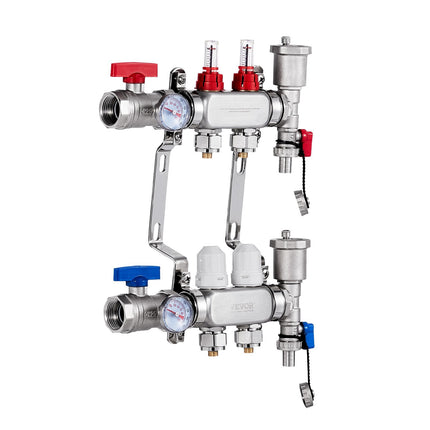 Radiant Heat PEX Manifold, 2-Branch, 1/2 in Adapters