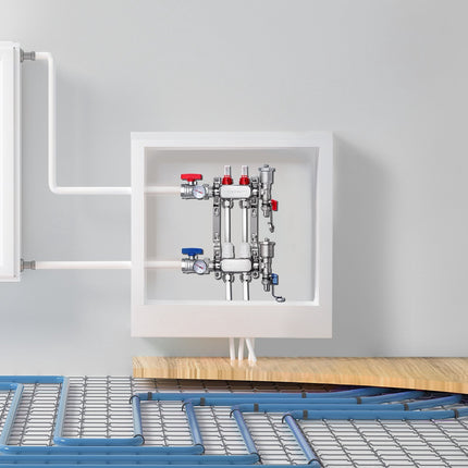 Radiant Heat PEX Manifold, 2-Branch, 1/2 in Adapters