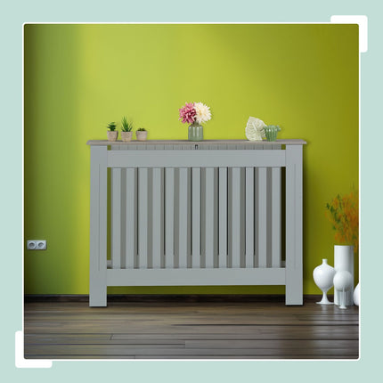 Radiator Cover with Wood Shelf, Slatted Design
