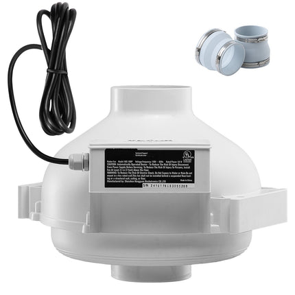 Radon Mitigation Fan Kit, 260 CFM, 4–4.5 in, 2 Couplers, Waterproof