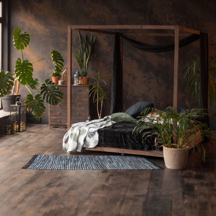 Rag rug leather & cotton striped