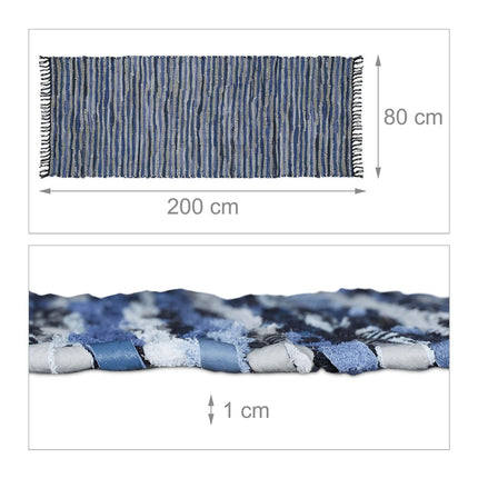 Rag rug leather & cotton striped